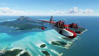 meilleurs jeux Xbox Series X : un avion à hélice survolant un archipel