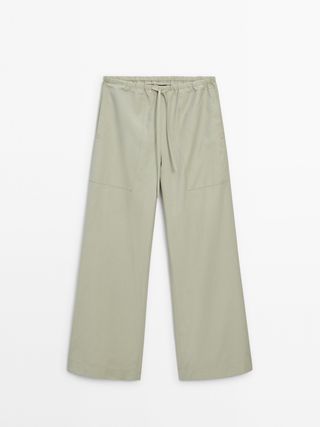 Jogger Fit Poplin Trousers With Drawstrings