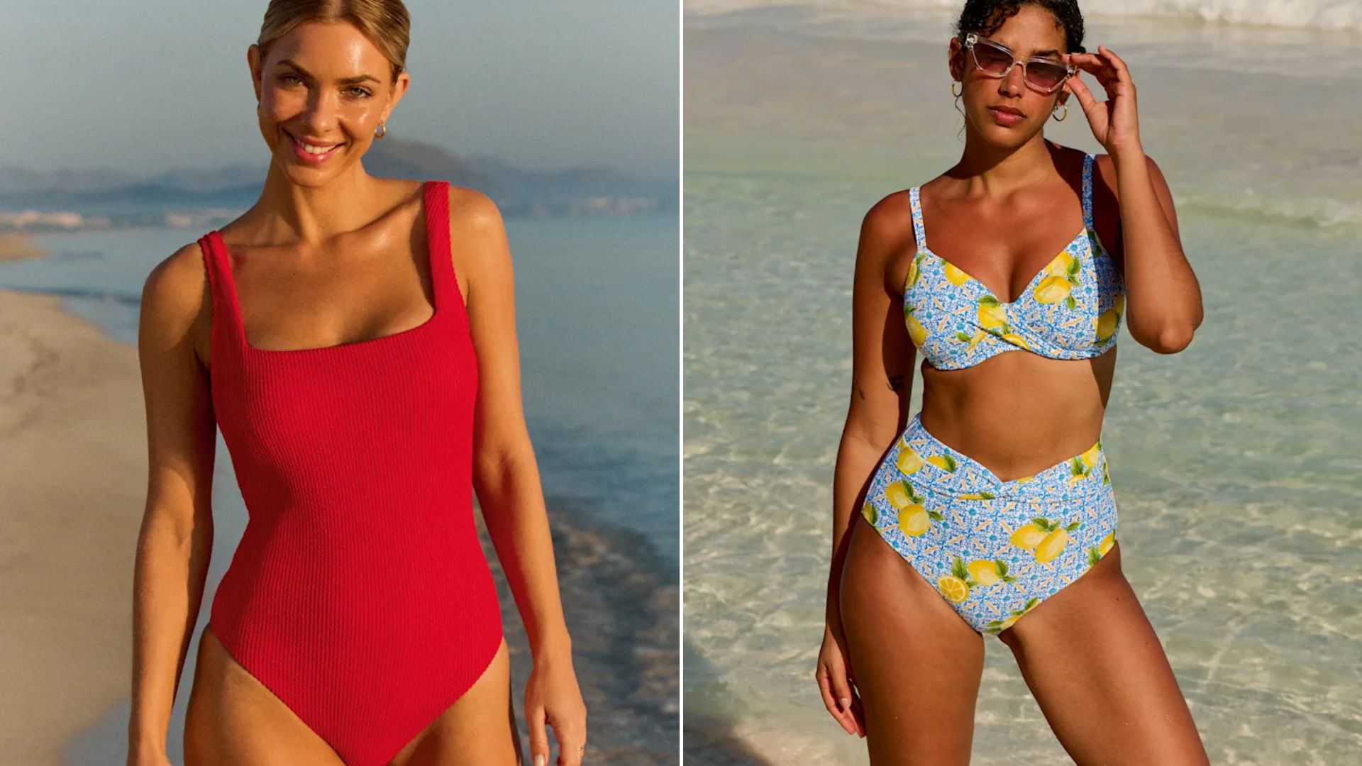 Two models wearing Bravissimo swimwear