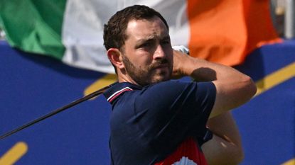 Patrick Cantlay in his Ryder Cup singles match