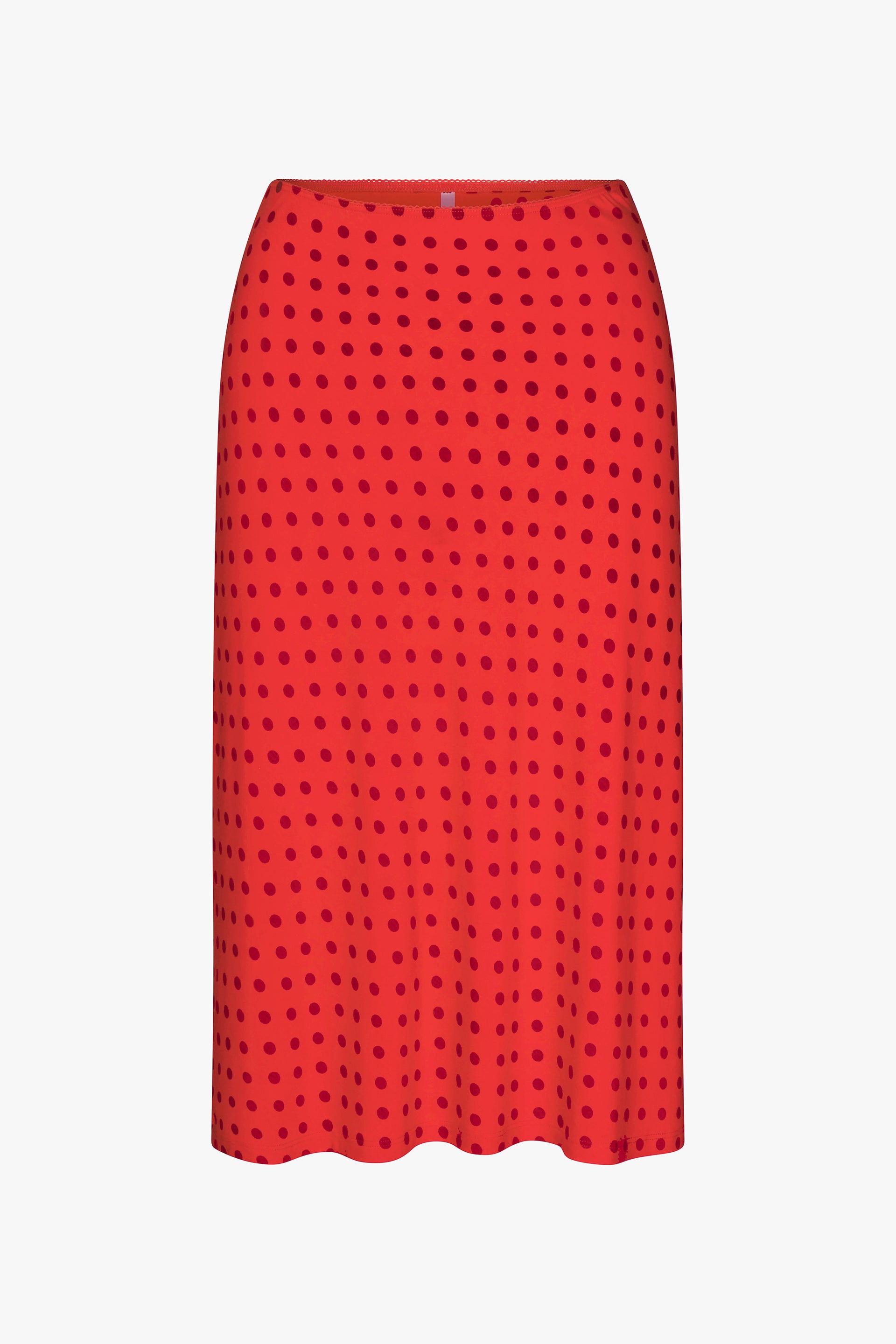 Bias Midi Slip Skirt in Chili Pepper