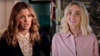 Side by side of Drew Barrymore and Chloe Fineman. 