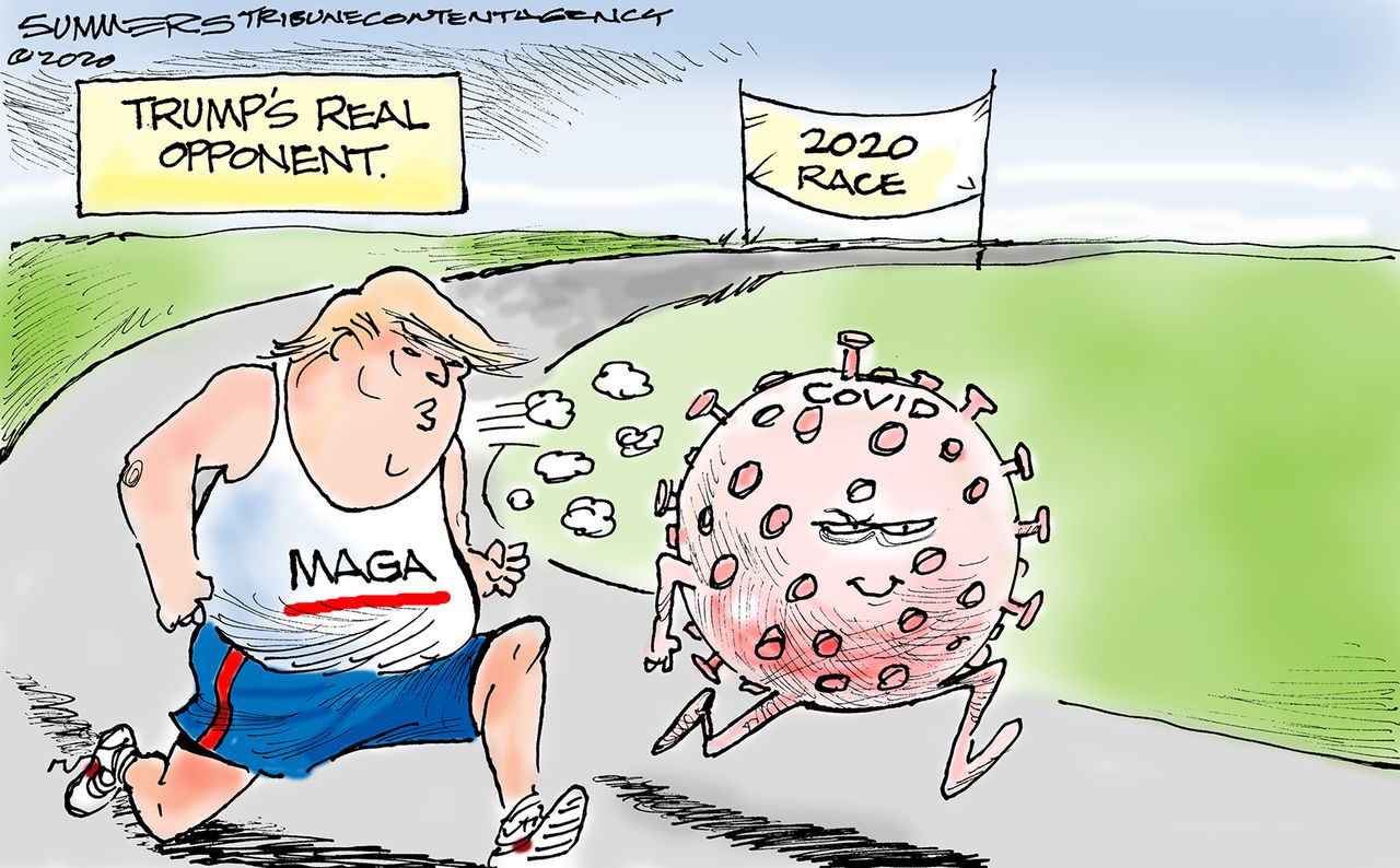 Political Cartoon U.S. Trump 2020 coronavirus