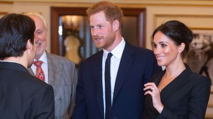 Meghan Markle Wears Judith and Charles Tuxedo Dress to Hamilton Marie Claire