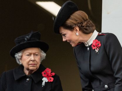 Queen and Kate Middleton at the Cenotaph