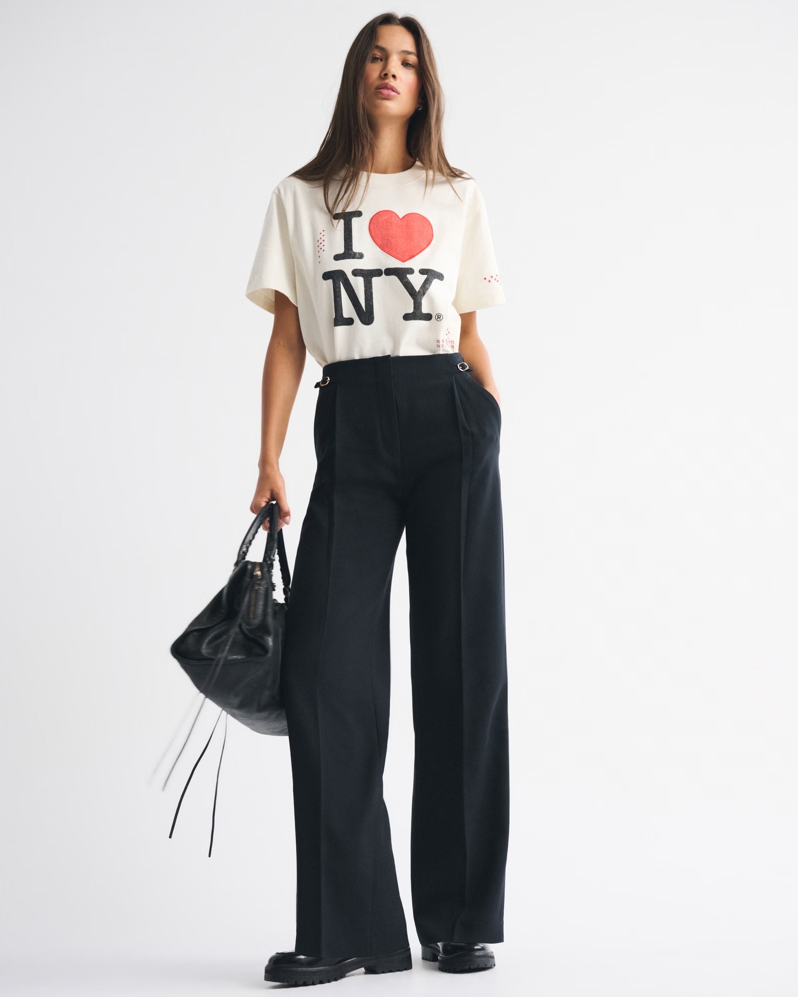 Abercrombie &amp;amp; Fitch, A&amp;amp;F Sloane Tailored Hardware Wide Leg Pant
