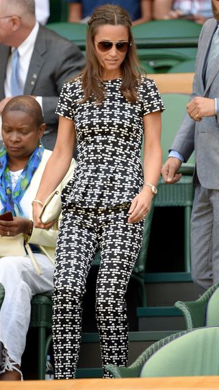 Pippa Middleton attends day ten of the Wimbledon Tennis Championships at Wimbledon on July 9, 2015