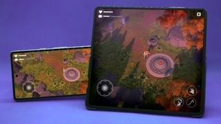 Android Game comparison of smaller screen versus foldable screen using Google Pixel 7a smartphone and Honor Magic V2 foldable phone using Dysmantle.
