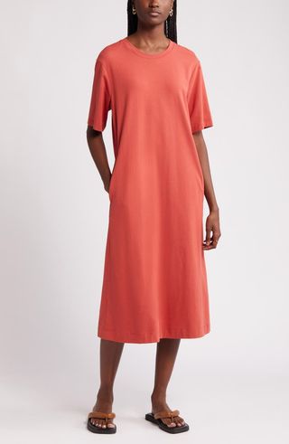 Stretch Cotton Midi T-Shirt Dress