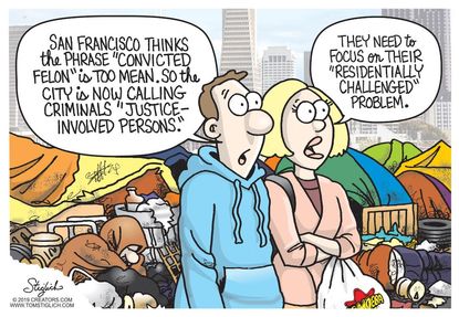 Political Cartoon San Francisco Homelessness Problem Residentially Challenged