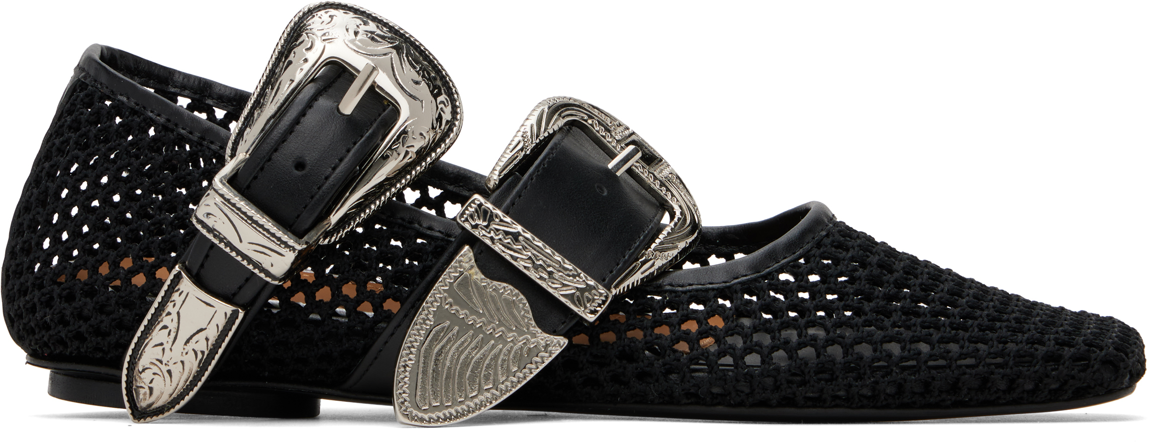 Ssense Exclusive Black Crochet Net Jet Ballerina Flats