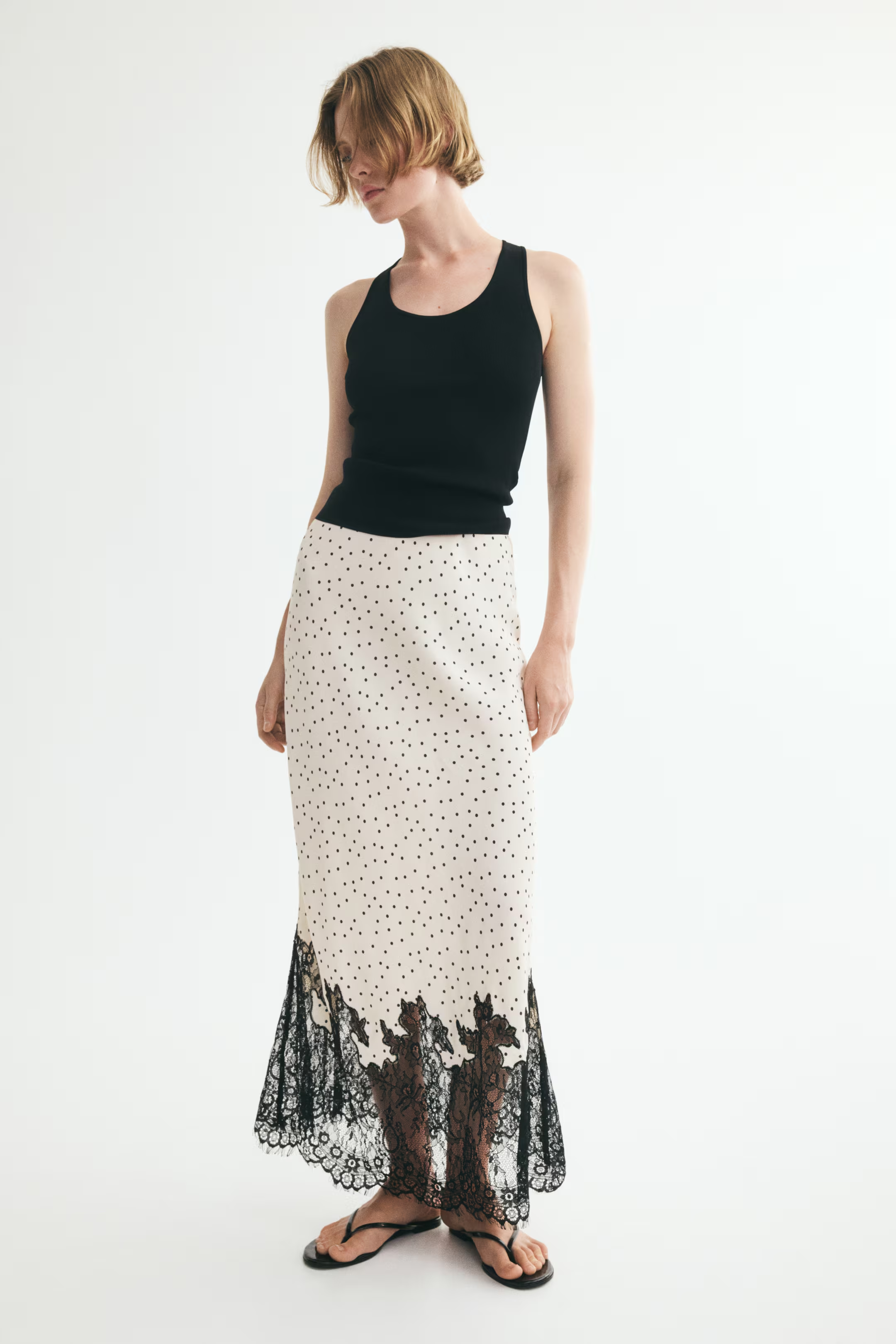 H&amp;M, Lace-Trimmed Skirt