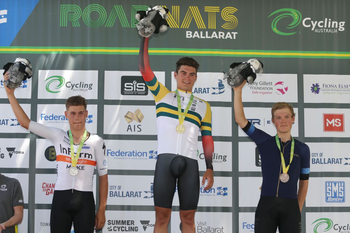 The top thee in the u23 Australian time trial championships