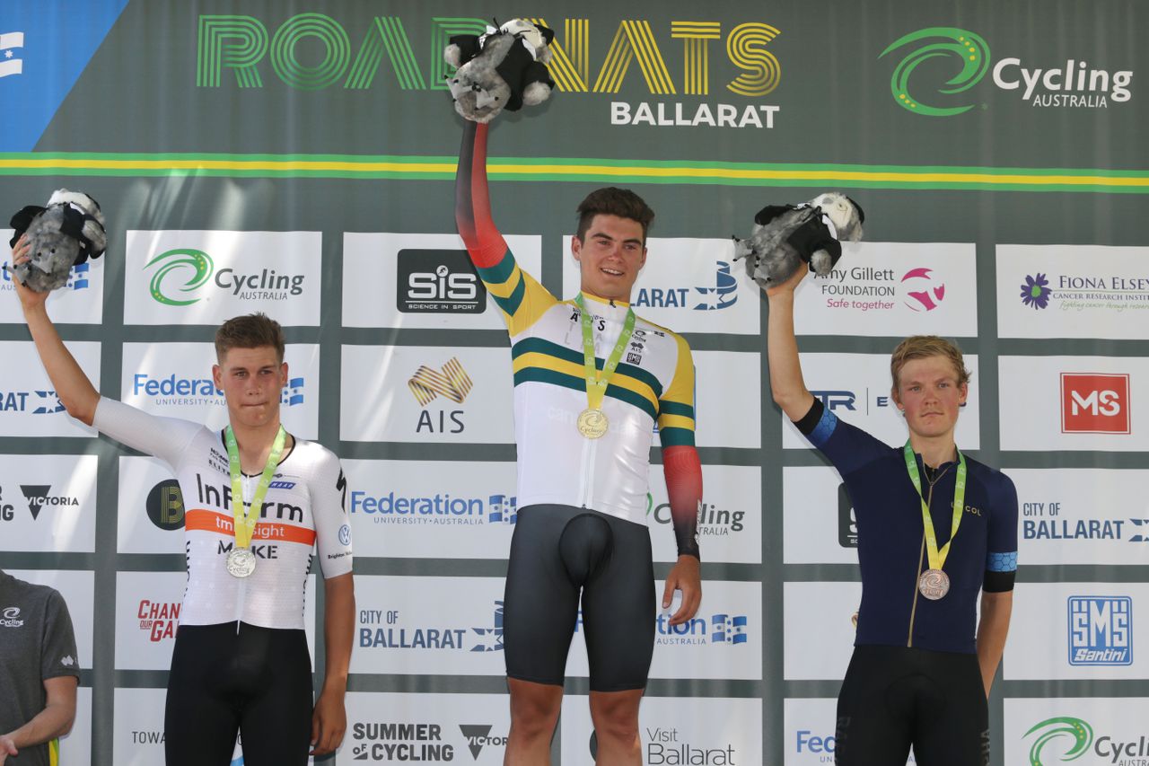 The top thee in the u23 Australian time trial championships