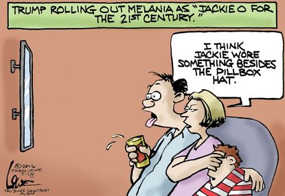 Political cartoon U.S. Melania Trump/Jackie O