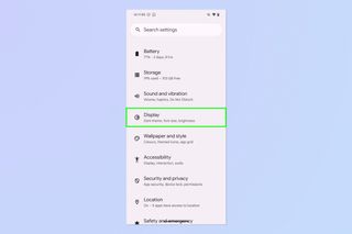 A screenshot showing how to adjust and lower screen resolution on Google Pixel phones