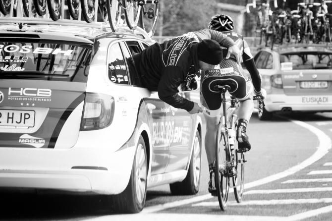 Always a stressful part of the sport - mid-race bike adjustments at speeds exceeding 30mph