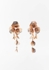 Zara Cascading floral earrings - Golden - £17.99 | Zara