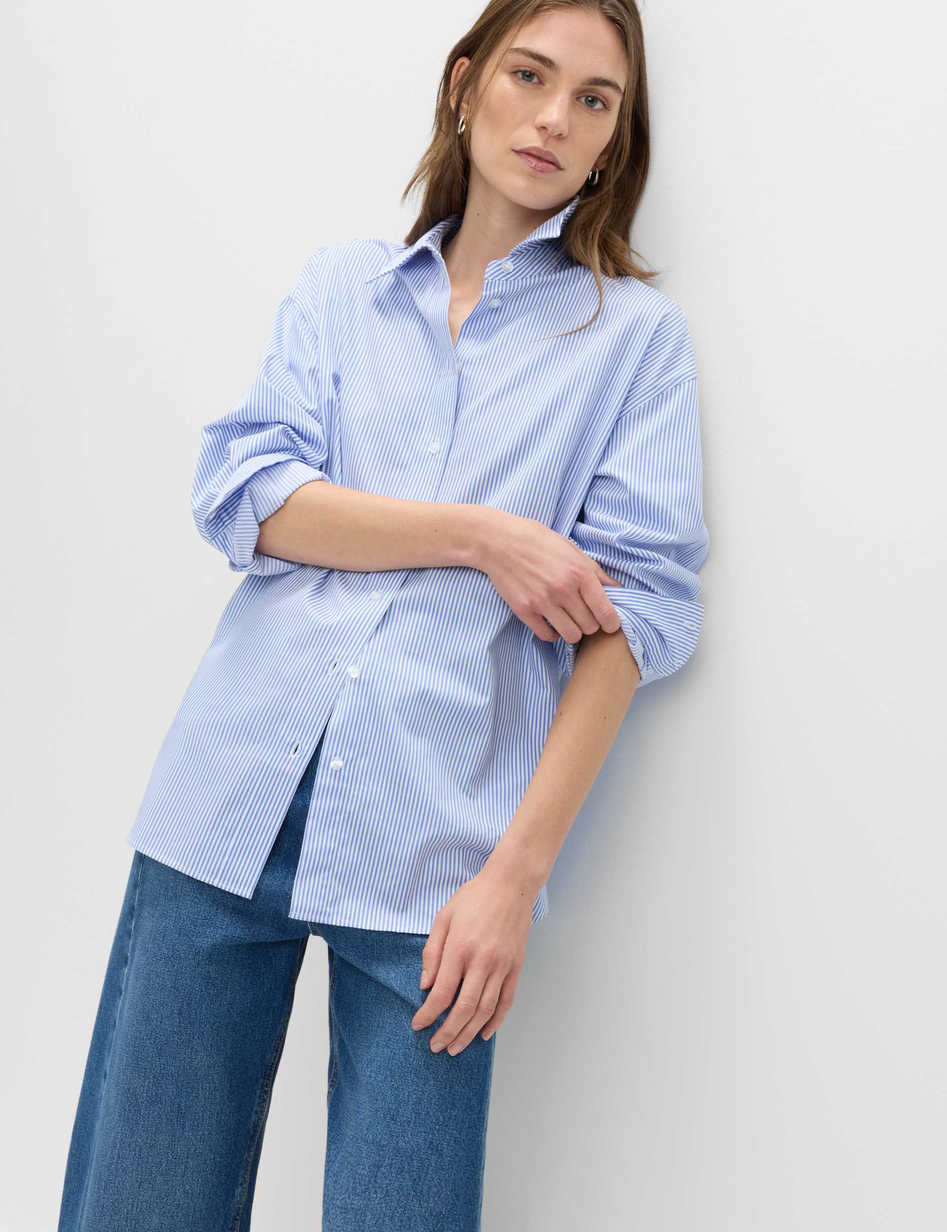 Pure Cotton Striped Oversized Shirt