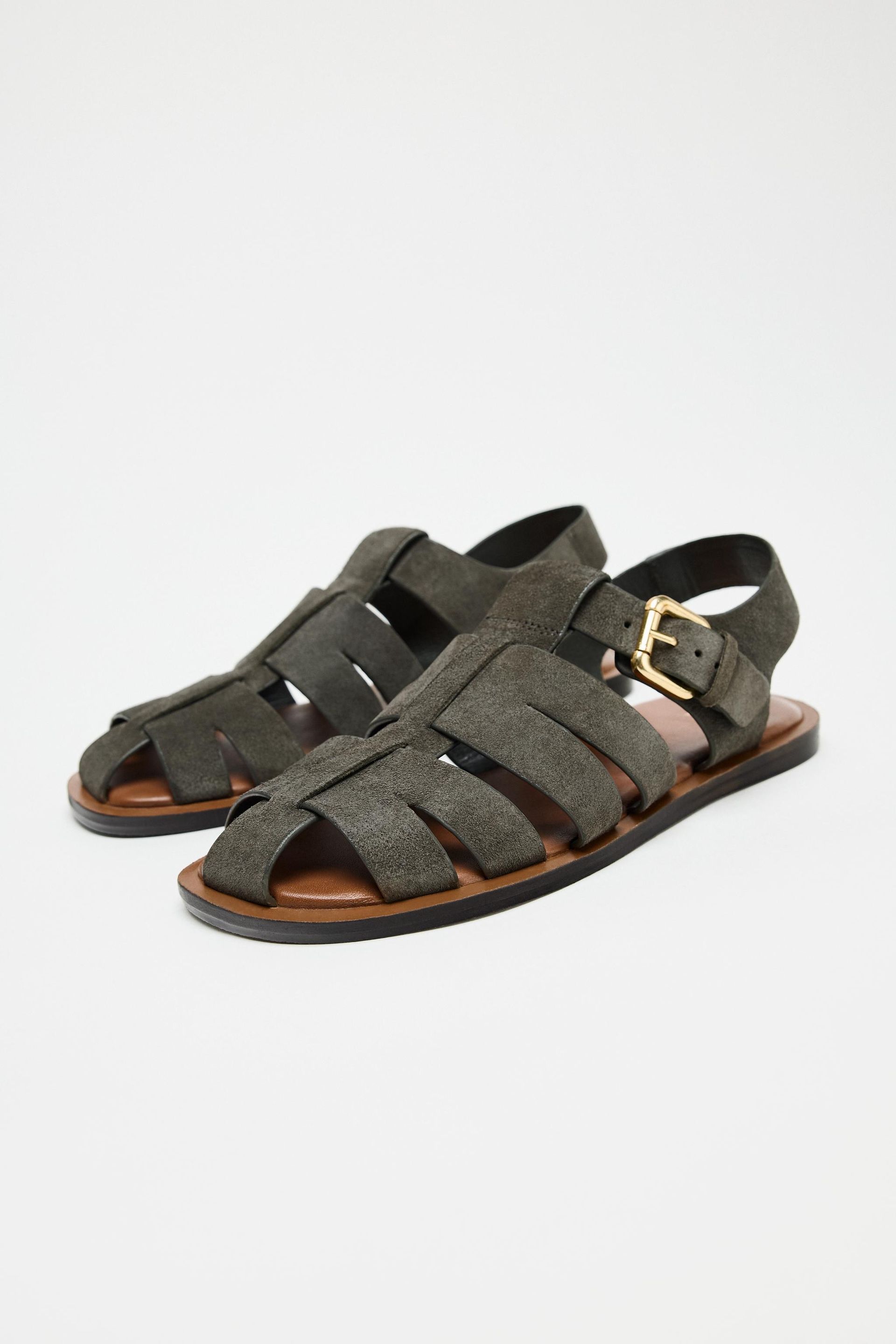 Split Suede Cage Sandals