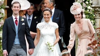 James Matthews and Pippa Middleton leave St Mark's Church along with Catherine, Duchess of Cambridge after their wedding on May 20, 2017 in Englefield Green, England.