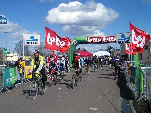 No matter which distance you ride everybody ends up in the same place - the PTI in Ninove