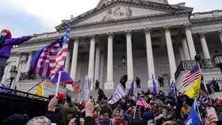 Crowds gather outside the U.S. Capitol for the "Stop the Steal" rally on Jan. 6, 2021 in Washington, DC.