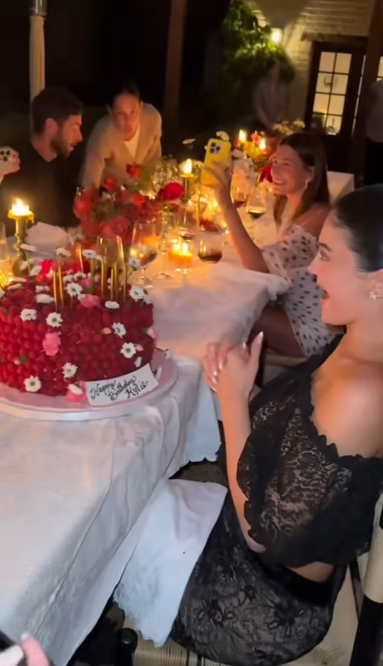 Kylie Jenner celebrated her birthday in a sheer matching skirt set