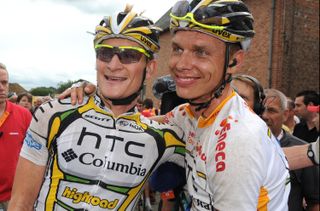 Stage winner Andre Greipel and overall leader Tony Martin, Eneco Tour 2010