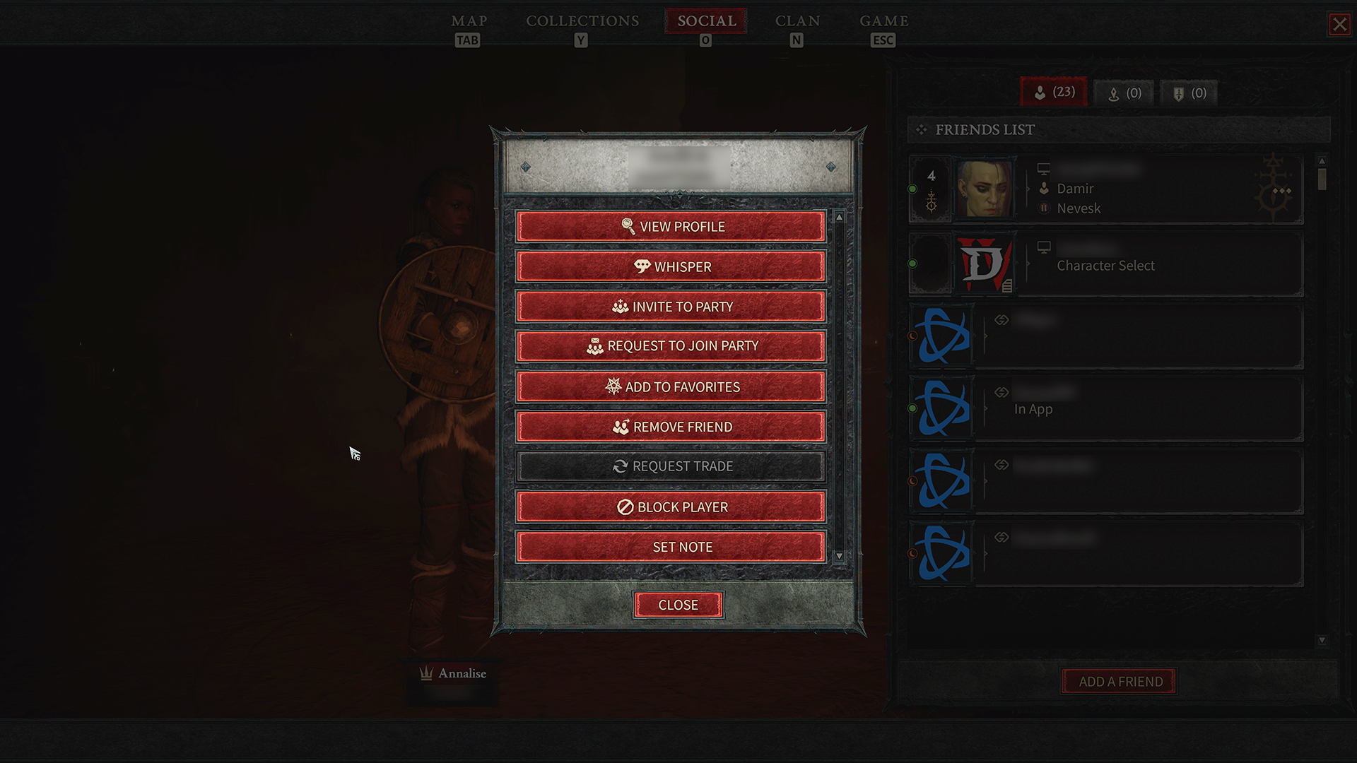 Diablo 4 co-op - friends list invite