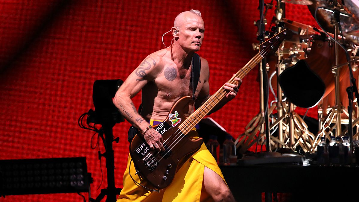 Flea of Red Hot Chili Peppers performs at Budweiser Stage on July 15, 2024 in Toronto, Ontario