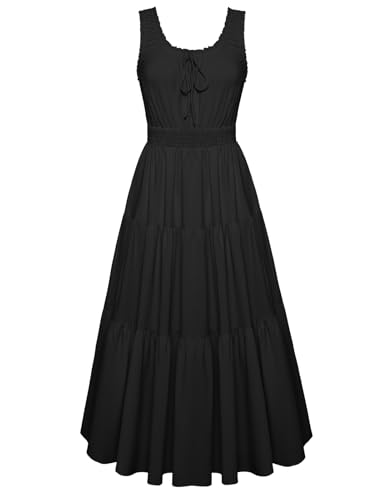 Grace Karin Women Casual Sleeveless Spaghetti Strap Dress Fashion Crew Collar Wedding Beach Dress Black M