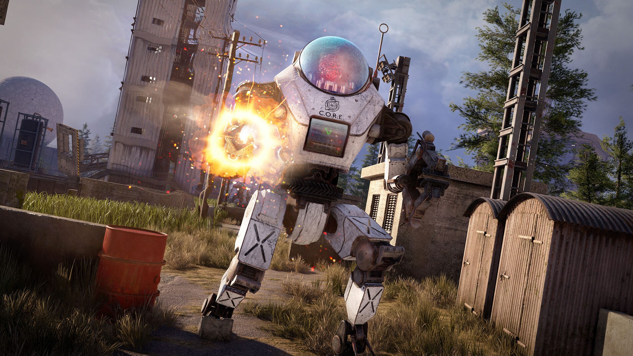 Promotional screenshot of a giant robot in Atomfall: The Red Strain