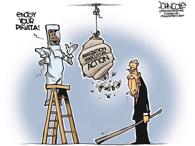 Obama cartoon executive order immigration Boehner