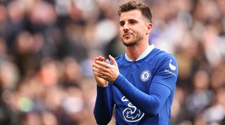 Chelsea midfielder Mason Mount applauds the fans at full-time of the Premier League match between Tottenham Hotspur and Chelsea at the Tottenham Hotspur Stadium on February 26, 2023 in London, United Kingdom.