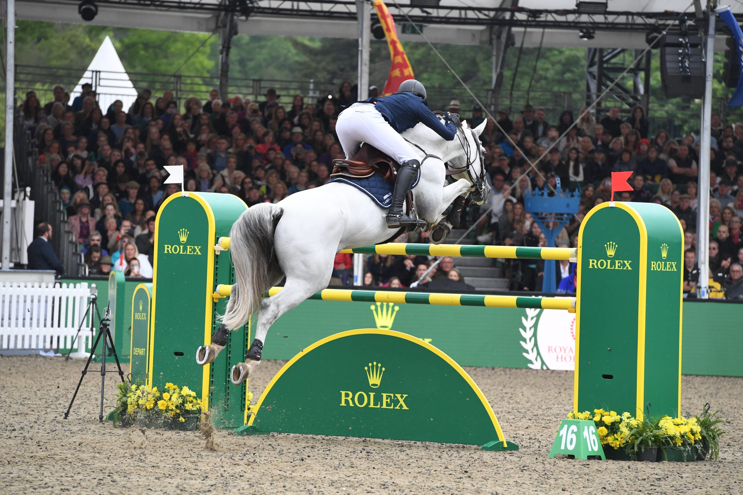 Gregory Wathelet and Nevados S winning the Rolex Grand Prix at Royal Windsor Horse Show