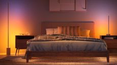 Philips Hue smart lights in a bedroom