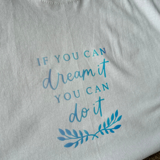 The custom t-shirt our tester made on the Cricut Joy Xtra