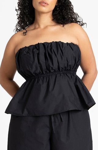 Bubble Peplum Strapless Top