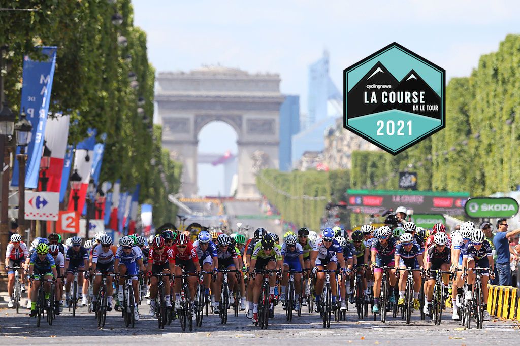 The women&#039;s peloton race on the Champs Elysees at 2016 La Course by Le Tour de France