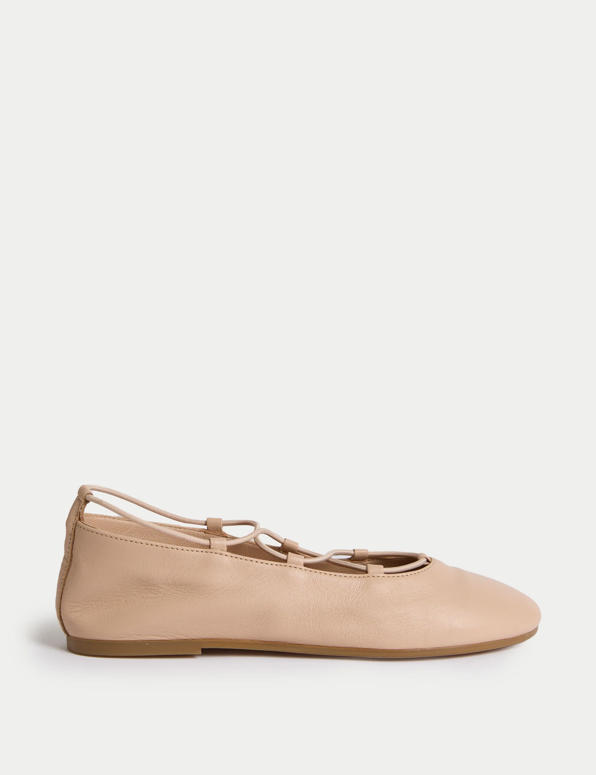 Leather Strappy Flat Ballet Pumps