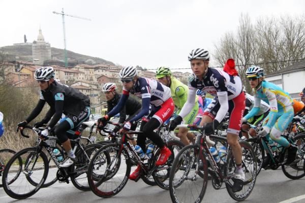 Martin Velits (Omega Pharma-Quickstep), Gianni Meersman (Lotto Belisol Team), Kristof Vandewalle (Omega Pharma-Quickstep) and Enrico Gasparotto (Astana Pro Team)