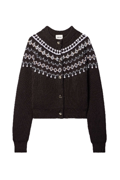 KHAITE Michaela Fair Isle ribbed cashmere-blend cardigan
