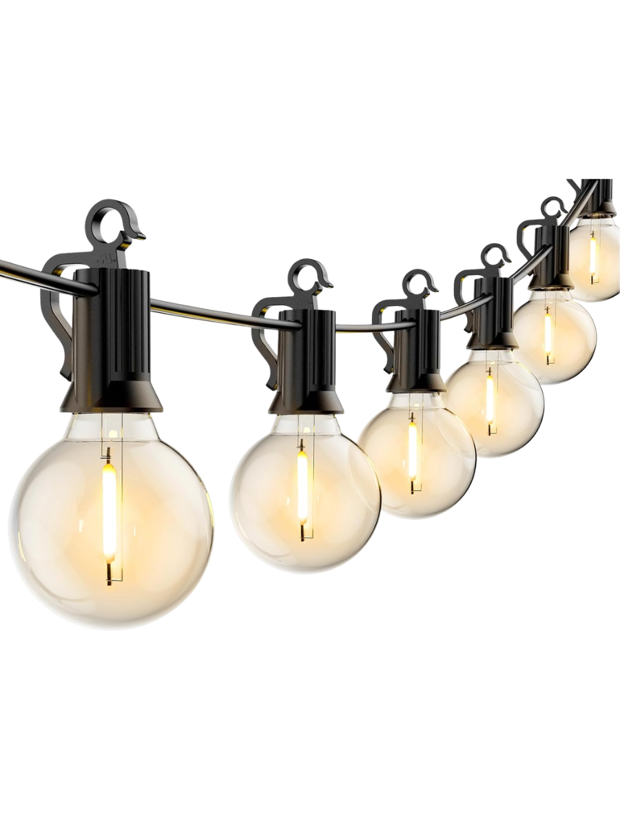 Brightown 58ft Solar String Lights Outdoor With Remote Cable Ties Hooks, 26 Led Shatterproof Bulbs, 3 Light Modes, Dimmer & Timer, Commercial Grade Patio Lights for Yard Balcony Pergola Party Decor