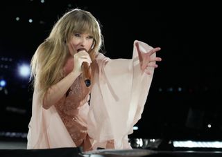 Taylor Swift performing in Santa Clara, California for her Eras tour
