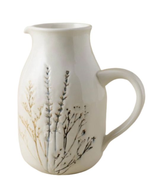 Pressed Floral Ceramic Pitcher