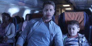 Josh Dallas as Ben Stone and Jack Messina as Cal Stone in Manifest.