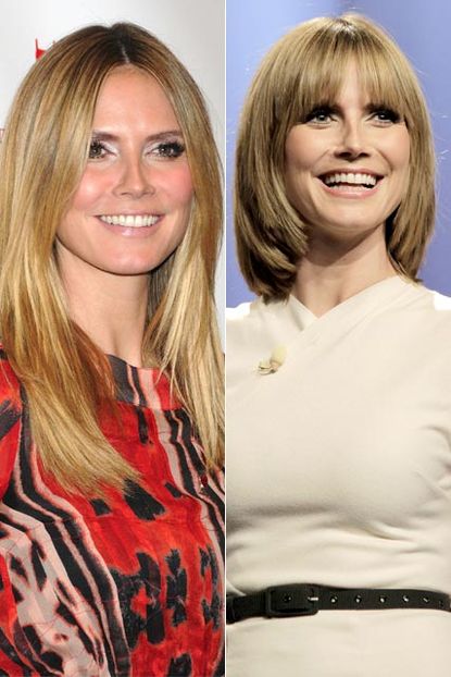 Heidi Klum reveals new shorter hair - layered bob and fringe