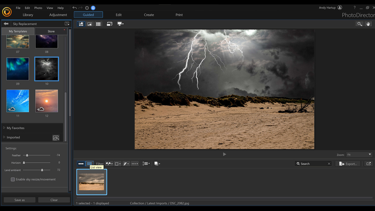 PhotoDirector 13 - The AI-powered Sky Replacement feature is extremely powerful.