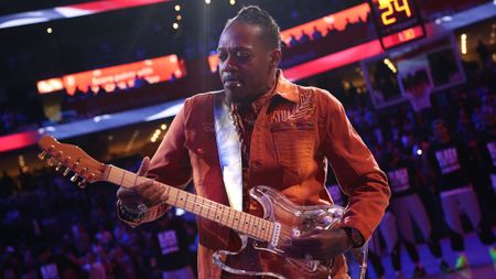 Eric Gales perform the National Anthem before the game between the San Antonio Spurs and Memphis Grizzlies on February 3, 2025 at FedExForum in Memphis, Tennessee